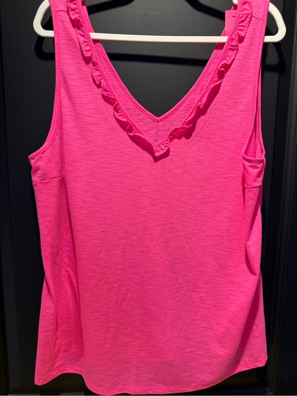 Lilly Pulitzer Bright Pink Ruffle V-Neck Tank